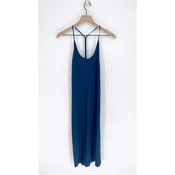 T Alexander Wang Racerback Midi Slip Dress Raw Trim Indigo Blue Women's 4 NEW - Picture 2 of 9